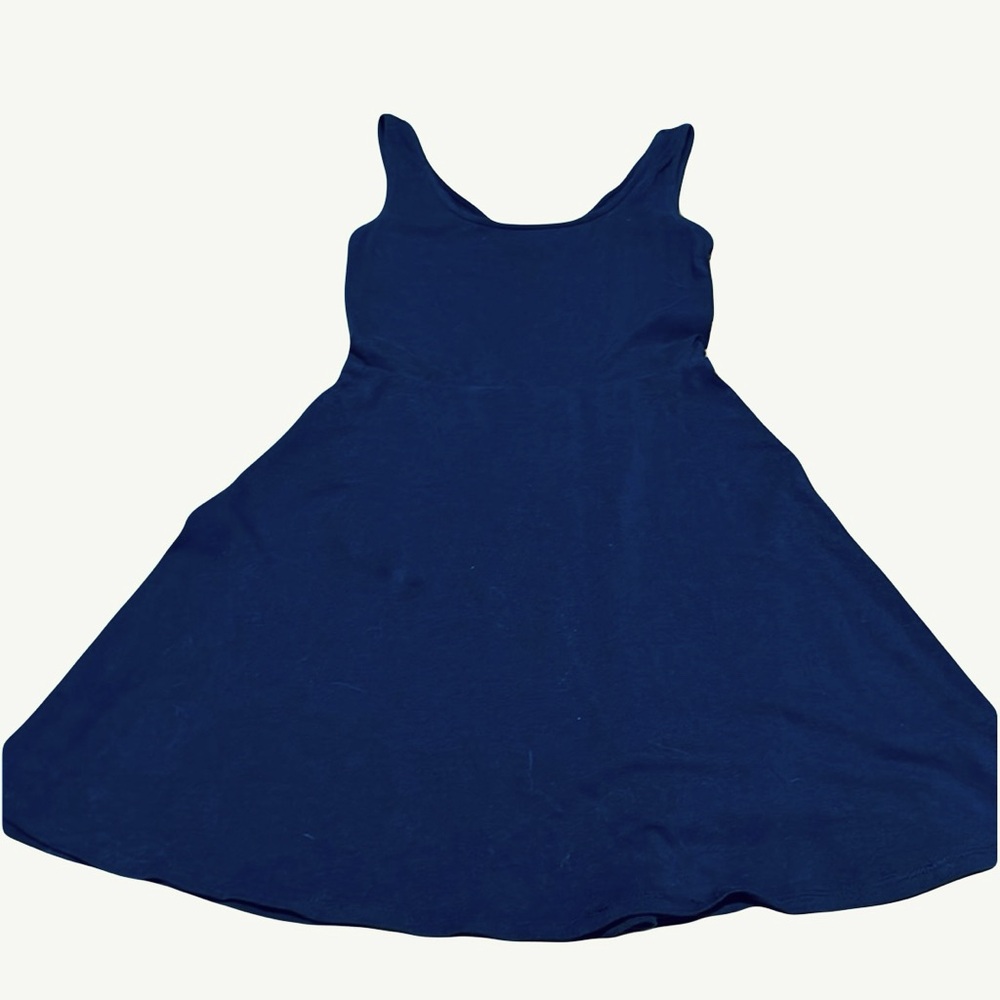Blue Cotton Fit & Flare back cutout dress